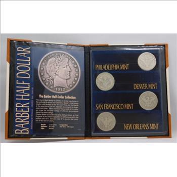 Barber Silver Half Dollar Mint-Mark Collection (4) Silver Barber Half Dollars With All 4 Mints Included:Philadelphia, San Francisco, Denver & Rare New Orleans-Custom Bi-Fold Holder