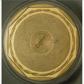 1851 Humbert U.S. Assay Office $50 Gold Replica - Layered 24K Gold - Gem Proof Luster - Very High Mirror - Historic Icon From the California Gold Rush