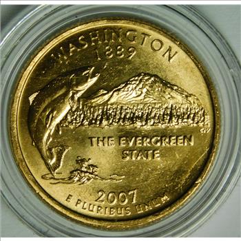 2007-P 24K Gold-Layered Washington Commemorative State Quarter - In Plastic Capsule