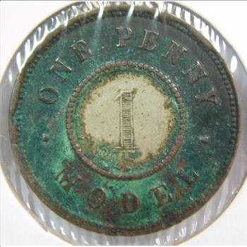 1844-1848 Great Britain Queen Victoria Model Penny w/ Silver Center