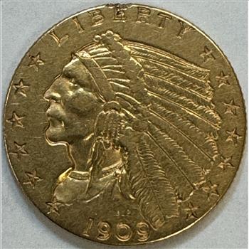 1909 $2 1/2 Indian Head Gold Quarter Eagle