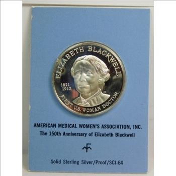 The 150th Anniversary of Elizabeth Blackwell - 39 mm in Diameter Solid Sterling Silver - The Franklin Mint