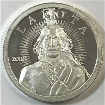 2008 Lakota Indian Nation Currency 1 oz .999 Fine Silver Round