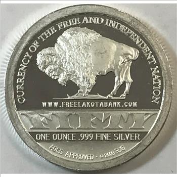 2008 Lakota Indian Nation Currency 1 oz .999 Fine Silver Round