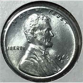 1943-S Lincoln Steel Cent - World War II Emergency Issue - San Francisco Minted - High Grade Brilliant Uncirculated
