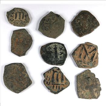 Lot of 9 Different Ancient Byzantine Coins (491-1453AD) 