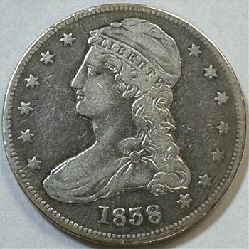 1838 Capped Bust Reeded Edge Variety Silver Half Dollar
