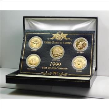 1999 24K Gold Plated State Quarter Collection - Delaware, New Jersey, Pennsylvania, Georgia and Connecticut