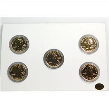 1999 24K Gold Plated State Quarter Collection - Delaware, New Jersey, Pennsylvania, Georgia and Connecticut
