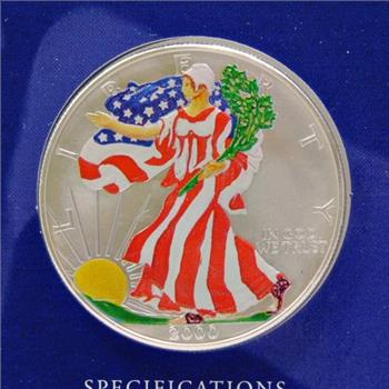 The 2000 Colorized Millennium United States Silver Eagle - 99.9% Silver Eagle - Comes in Special Packaging with COA from the Perth Mint
