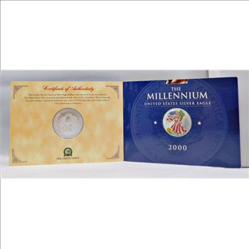 The 2000 Colorized Millennium United States Silver Eagle - 99.9% Silver Eagle - Comes in Special Packaging with COA from the Perth Mint