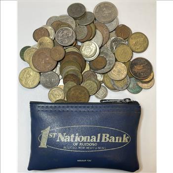 Lot of 1+ Pounds of World Coins in Small Bank Bag