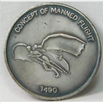 Leonardo Da Vinci - Concept of Manned Flight Coin/Medallion - Milestones in Manned Flight by Trans World Airlines
