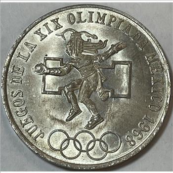 1968 Mexico Olympic Games Silver Commemorative 25 Pesos - HIGH GRADE