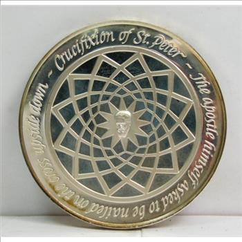 1.25+ oz Silver - Crucifixion of St. Peter - Proof Commemorative - Franklin Mint Genius of Michelangelo Collection