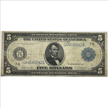 Series 1914 $5 Large Size Federal Reserve Note - Federal Reserve Bank of Chicago, IL
