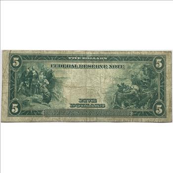 Series 1914 $5 Large Size Federal Reserve Note - Federal Reserve Bank of Chicago, IL