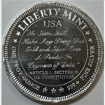 Vintage 1 oz .999 Fine Silver 1985 U.S.S. Constitution Liberty Mint Silver Round