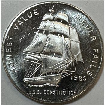 Vintage 1 oz .999 Fine Silver 1985 U.S.S. Constitution Liberty Mint Silver Round