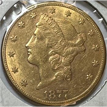 RARE 1877-CC $20 Carson City Minted Gold Double Eagle