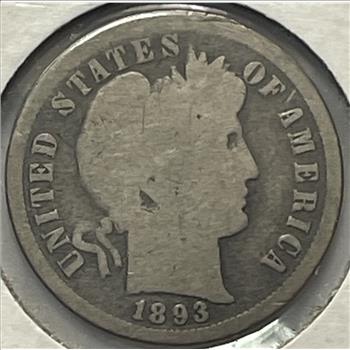 MINT ERROR 1893-S/S Repunched Mint Mark FS-501 Variety Barber Silver Dime