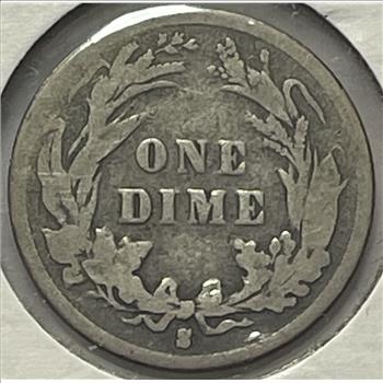 MINT ERROR 1893-S/S Repunched Mint Mark FS-501 Variety Barber Silver Dime