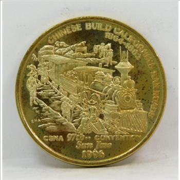 California State Numismatic Association Commemorative Medal/Coin - 1996 - San Jose - Chinese Build California's Railroads - Bronze