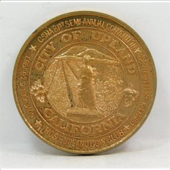 California State Numismatic Association Commemorative Medal/Coin - 1987 - Upland Coin Club - City of Upland, California - Bronze