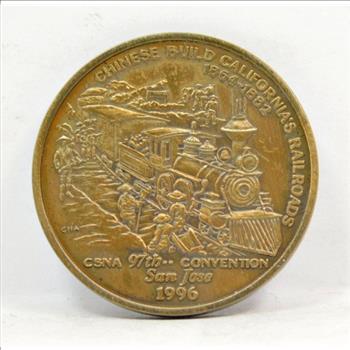 California State Numismatic Association Commemorative Medal/Coin - 1996 - San Jose - Chinese Build California's Railroads - Bronze