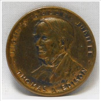 1929 Thomas A. Edison - Light's Golden Jubilee Bronze Medal - Dedicated to Better Vision