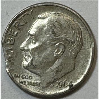 MINT ERROR 1964-D Clipped Planchet Error Silver Roosevelt Dime