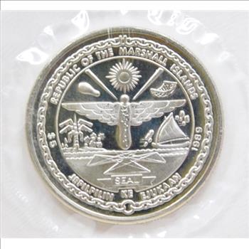 1989 $5 Apollo 11 First Men on the Moon 20th Anniversary Commemorative Coin