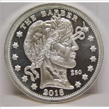 2018 $50 Zombucks The Barber 1 oz .999 Fine Silver - Currency of the Zombie Apocalypse