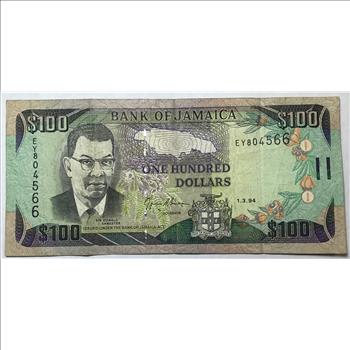 1994 $100 Bank of Jamaica Note