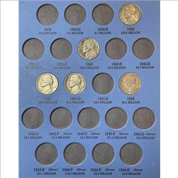 Jefferson Nickel Collection 1938-1961 Album w/32 Coins Included