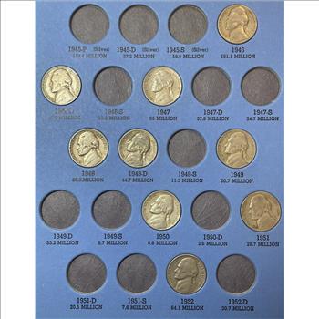 Jefferson Nickel Collection 1938-1961 Album w/32 Coins Included