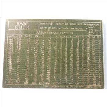 Babe Ruth 24K Gold Foil Baseball Card - New York Yankees - Has Stats on Reverse