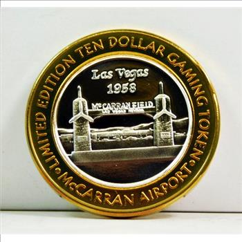 Silver Strike - .999 Fine Silver - McCarran International Airport  - Limited Edition $10 Gaming Token  - 1958 Las Vegas, Nevada