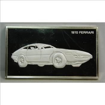 1976  2+ Troy oz Sterling Silver Proof Ingot Commemorating the 1970 FERRARI 365 GTB 4 - Minted by the Franklin Mint, This is Only 1 of 100 Ingots Commemorating the 100th Anniversary of the 1st Successful Motor Car -  Only 5,330 Struck - 2.22