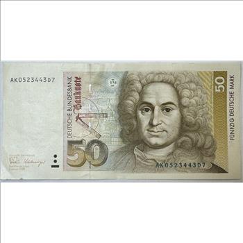 1989 Federal Republic of Germany 50 Deutsche Mark Balthasar Neumann Commemorative Note
