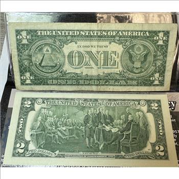 Blue and Green Seals U.S. Currency Set in Protective Folder/Wallet Issued by the First Commemorative Mint