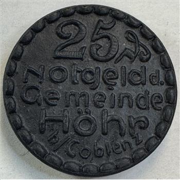 Rare 1921 German States 25 Pfennig Porcelain Notgeld
