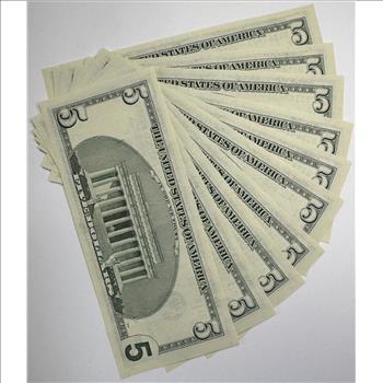 Lot of (10) CONSECUTIVE STAR NOTE REPLACEMENT ERROR 2003 $5 Federal Reserve Notes - Serial Numbers DL01167521* - DL01167530*