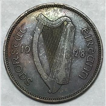1928 Ireland Half Penny - Irish Harp