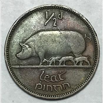 1928 Ireland Half Penny - Irish Harp
