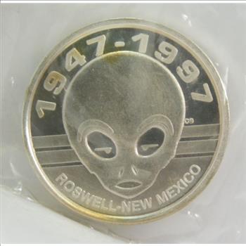 1947-1997 Roswell, NM UFO Alien 50th Anniversary Commemorative .999 Fine Silver Coin/Medal - Sealed in Original Packaging