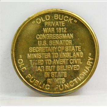 James Buchanan Presidential Brass Commemorative Coin/Medallion - 28.5 mm Diameter