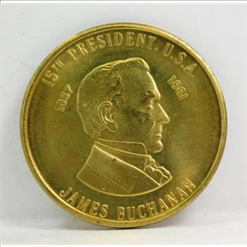 James Buchanan Presidential Brass Commemorative Coin/Medallion - 28.5 mm Diameter