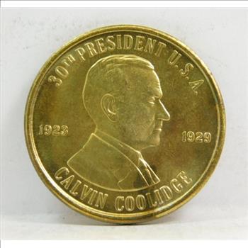Calvin Coolidge Presidential Brass Commemorative Coin/Medallion - 28.5 mm Diameter