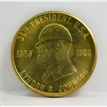 Lyndon B. Johnson Presidential Brass Commemorative Coin/Medallion - 28.5 mm Diameter